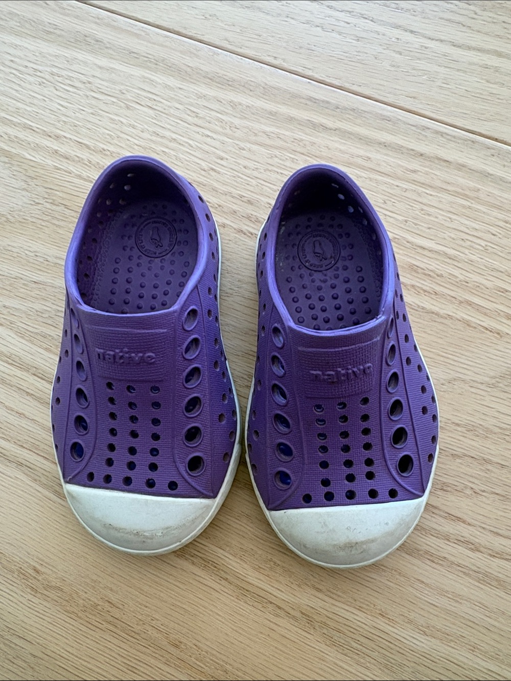 Native Kids Water Shoes Jefferson Slip-On in Purple with White Toe